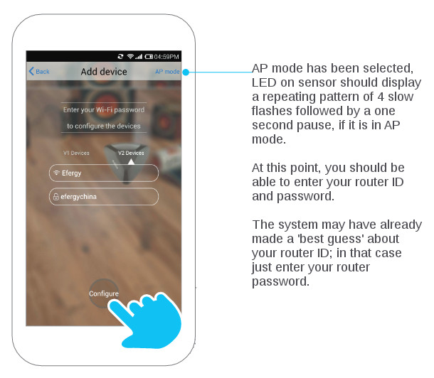 BroadLink environment sensor AP mode wifi connection screen