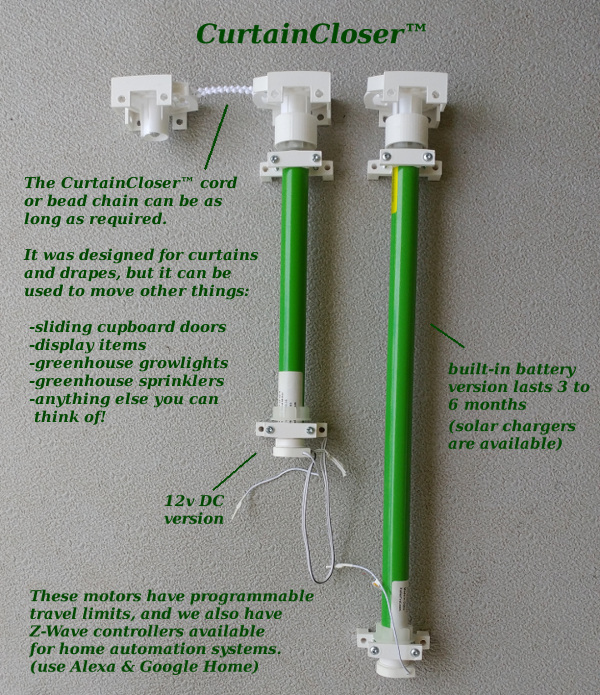 wireless remote control drapery motor kit, 12v DC motor or rechargeable battery operated type with solar option