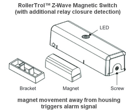 z-wave magnetic switch sensor with contact closure detection