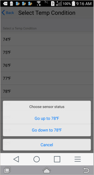 setting the IFTTT trigger temperature event as upper limit