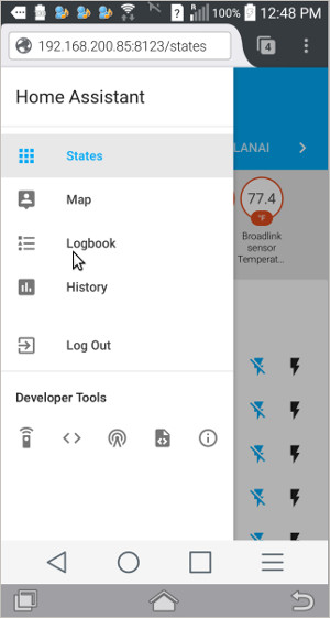 Home Assistant automation system captured RF code sample