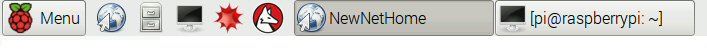 first boot picture of Raspberry Pi as a home automation system showing menu bar items