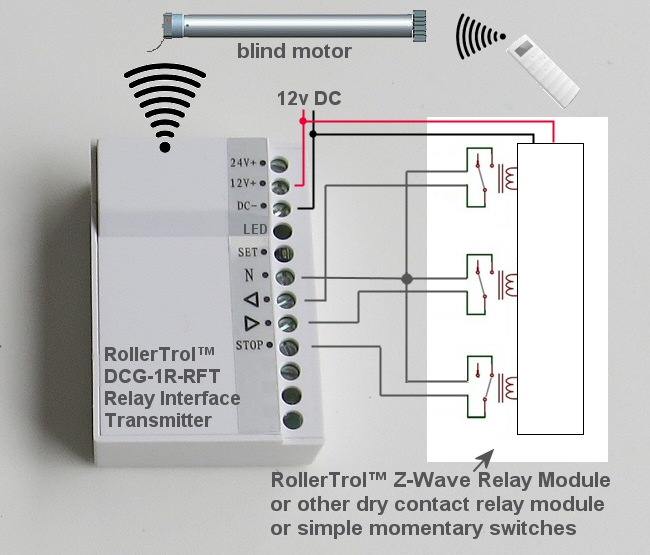 zwave motor controller wiring configuration for radio controlled blind motors