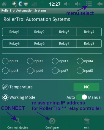 Android relay controller, temperature sensing and switch closure - setting ip address
