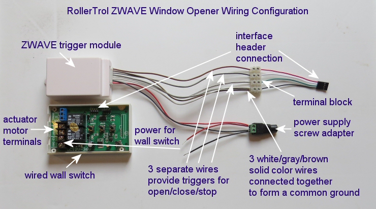 zwave motor controller wiring configuration for window opener