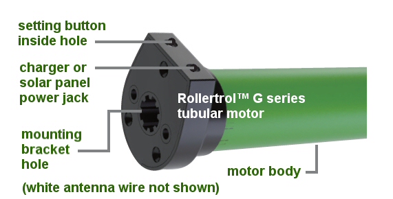 battery operated blind and shade motor solar power jack and setting button