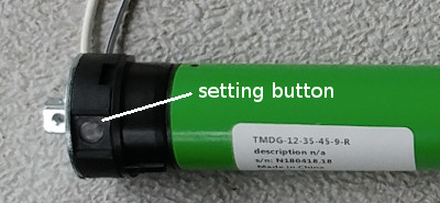 setting button for Maxi blind motor