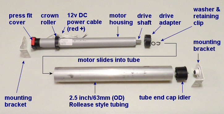Maxi blind motor adapters and tube parts