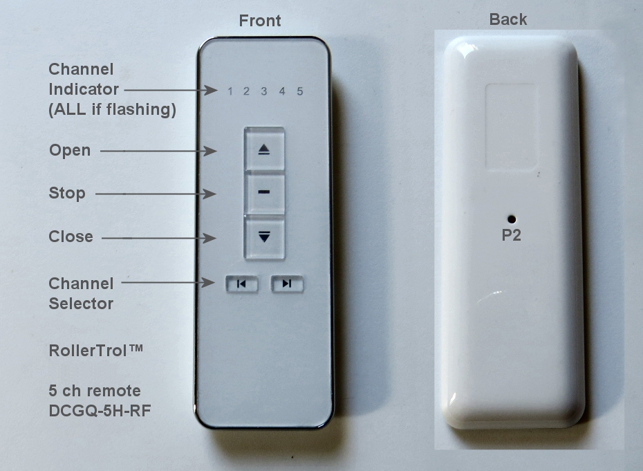 5 channel RF remote control for blinds, shades and window or skylight openers