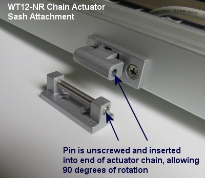 window opener chain attaches to window sash