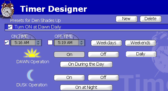 x10 timer controls tubular motors for blinds, shades, etc